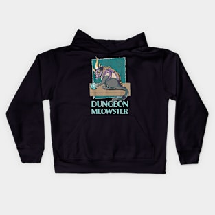 Dungeon Meowster D20 Gray Abby Cat Abletop RPG Gamer Kids Hoodie